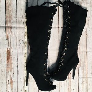 Women's Tall Black Faux Suede Boots 21 inches high
